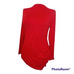 Red Asymmetric Runched dress